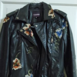 Faux Leather Jacket (floral)